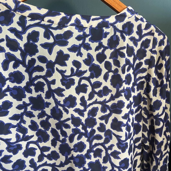 Joie Iselda Silk Blue Botanical Floral Print Long Sleeve Blouse - Picture 5 of 10